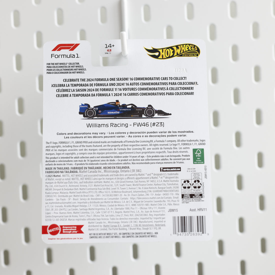 Hot Wheels Premium Formula 1 2024 – Williams Racing FW46 #23 | Commemorative Series | Premium Diecast